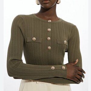 Karen Millen Olive Long Sleeve Top